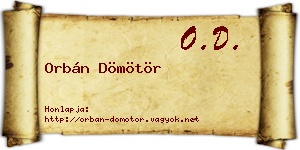 Orbán Dömötör névjegykártya